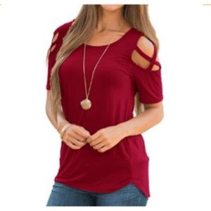 Cold shoulder burgundy top